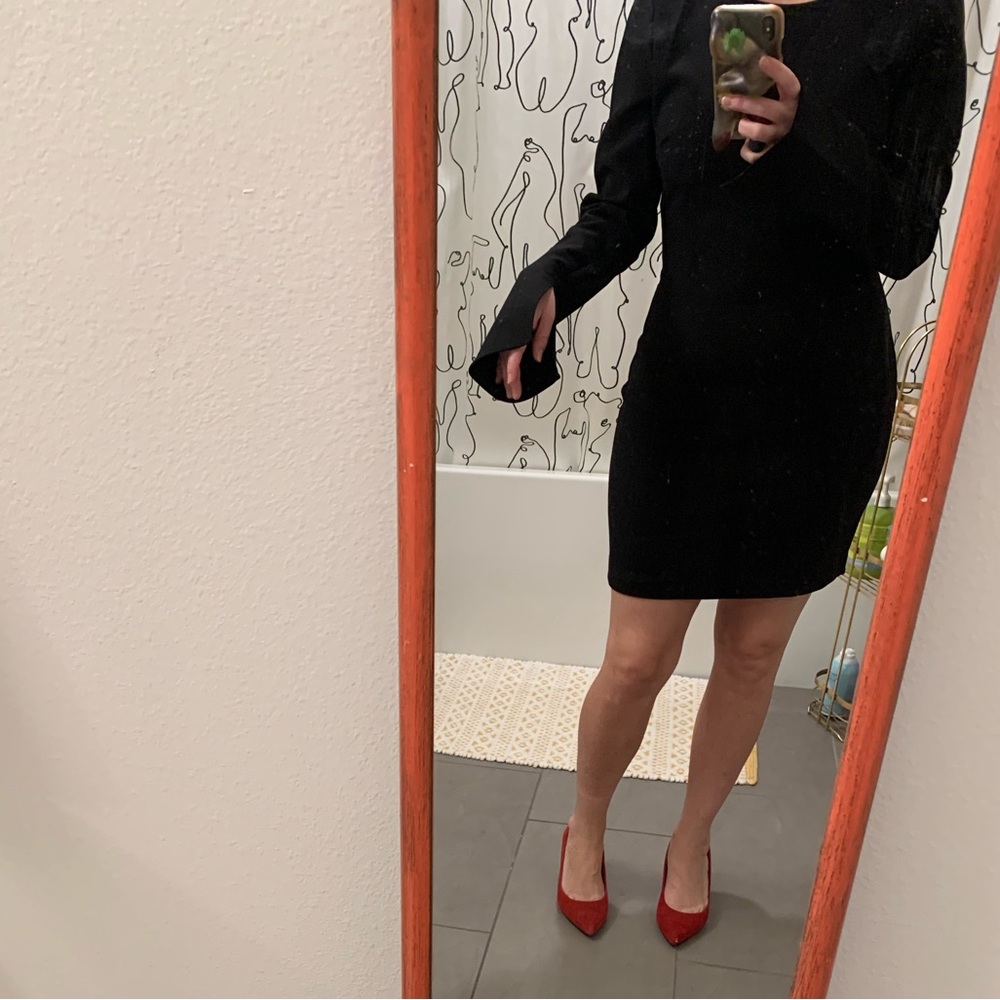 Little Black Dress with Long Sleeves - Picture 7 of 9